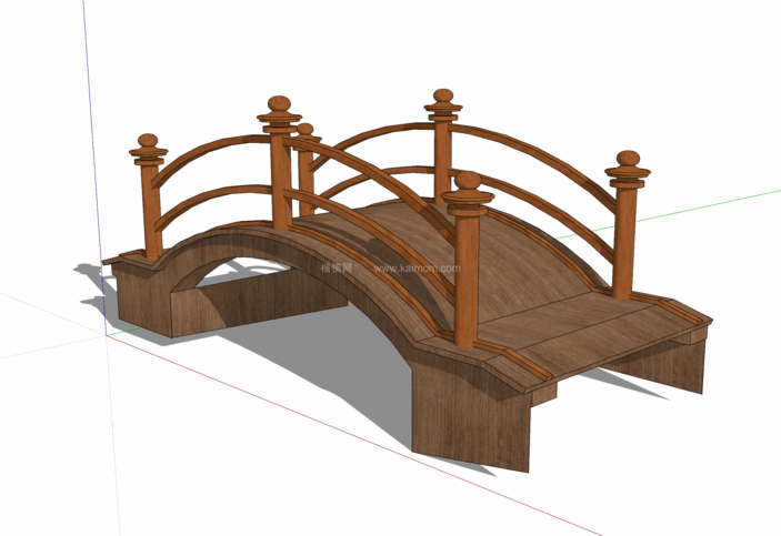 中式景观木桥_栈道桥_拱桥_景观桥SU模型下载-1