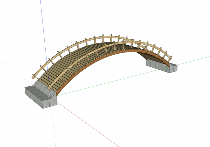 中式景观木桥_栈道桥_拱桥_景观桥SU模型下载-1