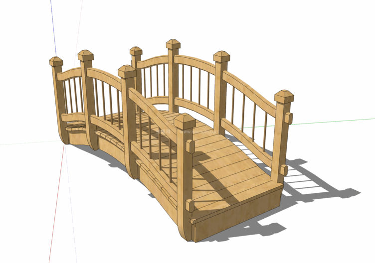 中式景观木桥_栈道桥_拱桥_景观桥SU模型下载-1