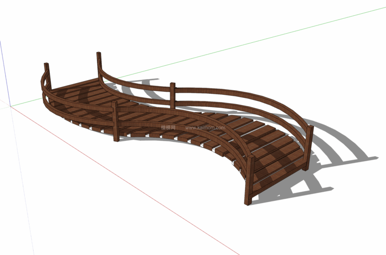 中式景观木桥_栈道桥_拱桥_景观桥SU模型下载-1