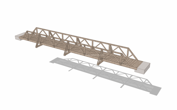 中式景观木桥_栈道桥_拱桥_景观桥SU模型下载-1