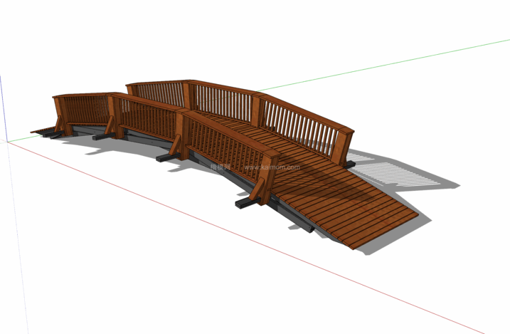 中式景观木桥_栈道桥_拱桥_景观桥SU模型下载-1