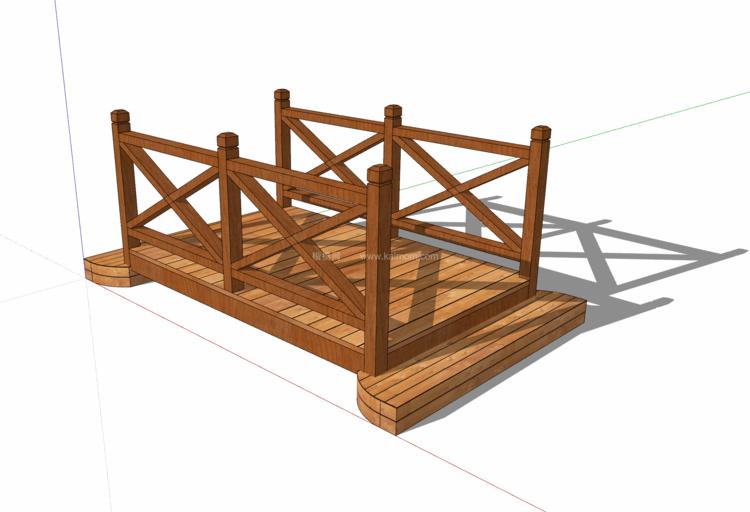 中式景观木桥_栈道桥_拱桥_景观桥SU模型下载-1