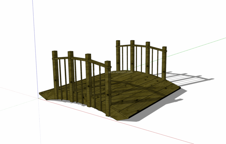 中式景观木桥_栈道桥_拱桥_景观桥SU模型下载-1