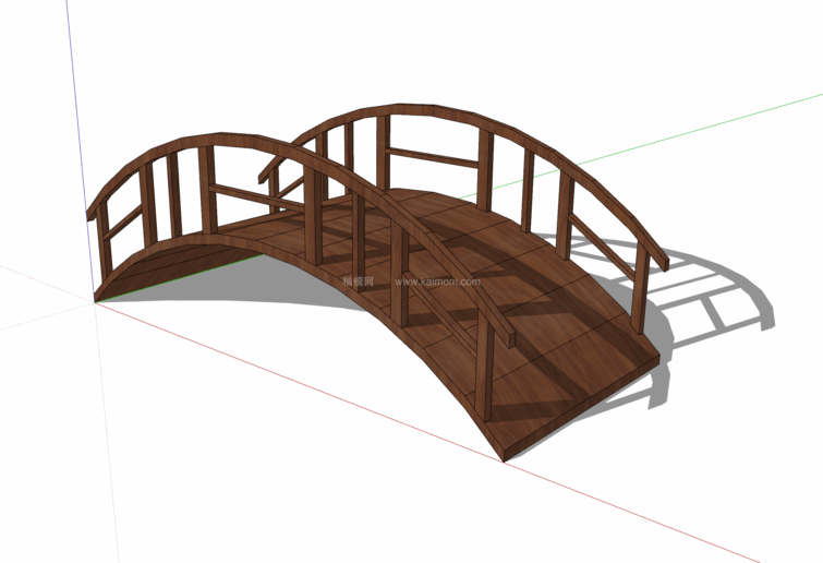 中式景观木桥_栈道桥_拱桥_景观桥SU模型下载-1
