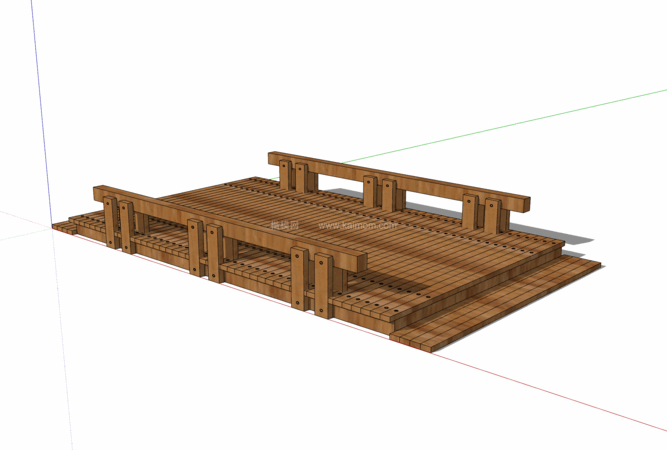 中式景观木桥_栈道桥_拱桥_景观桥SU模型下载-1