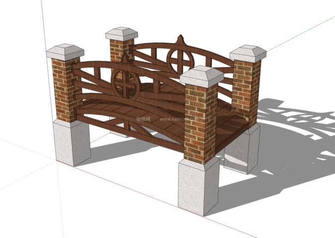 中式景观木桥_栈道桥_拱桥_景观桥SU模型下载-1