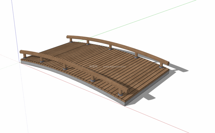 中式景观木桥_栈道桥_拱桥_景观桥SU模型下载-1