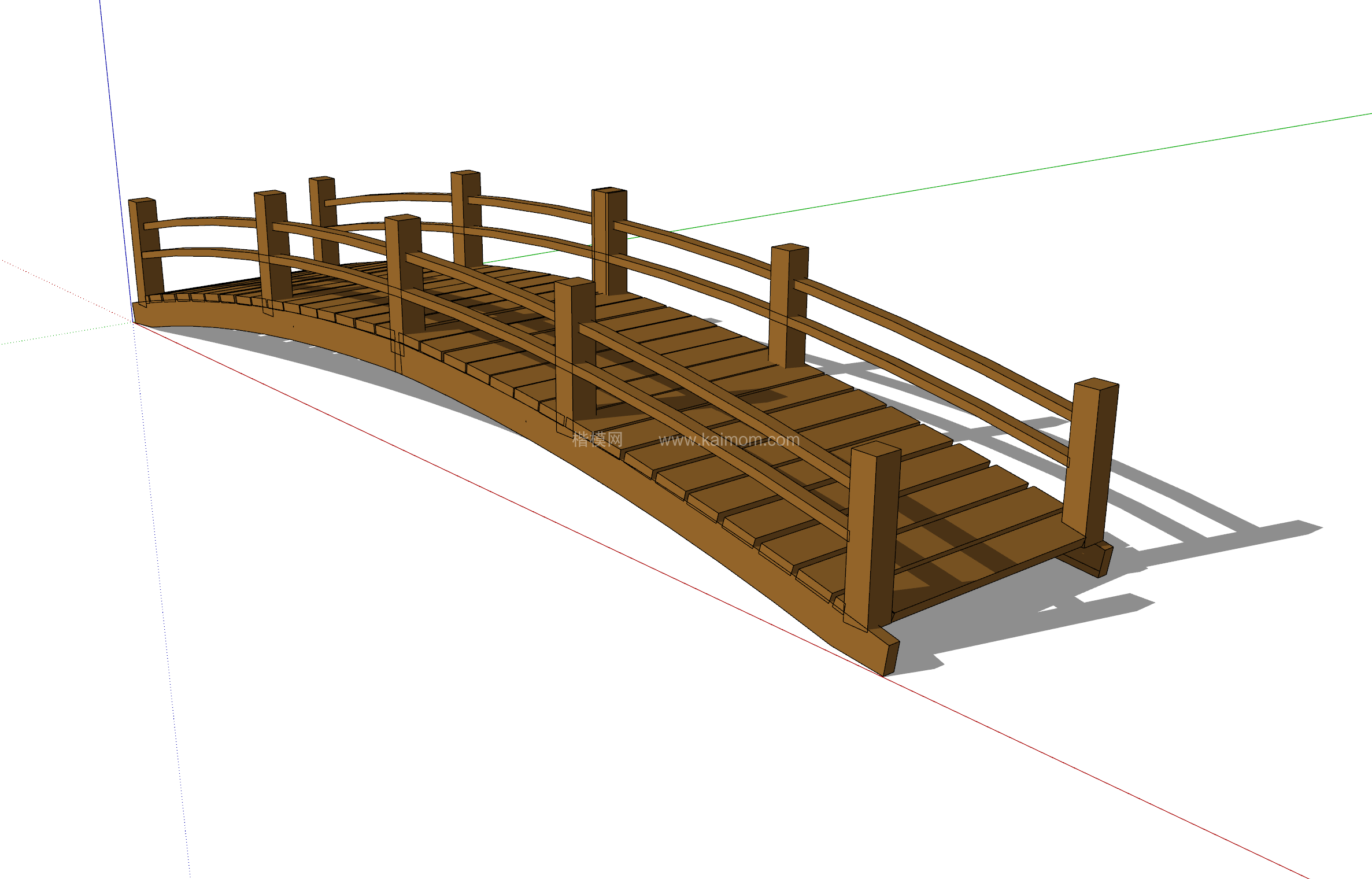 中式景观木桥_栈道桥_拱桥_景观桥SU模型下载-1