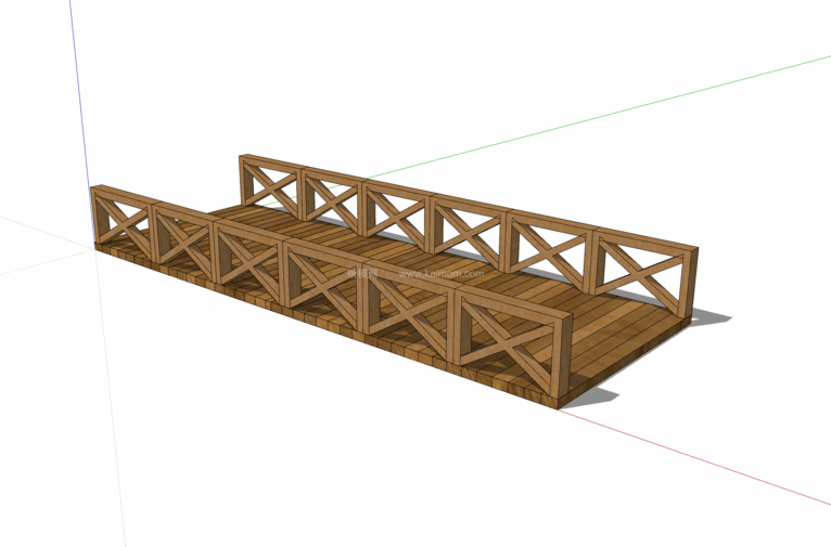 中式景观木桥_栈道桥_拱桥_景观桥SU模型下载-1