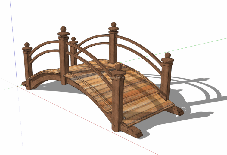 中式景观木桥_栈道桥_拱桥_景观桥SU模型下载-1