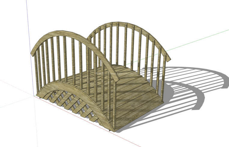 中式景观木桥_栈道桥_拱桥_景观桥SU模型下载-1