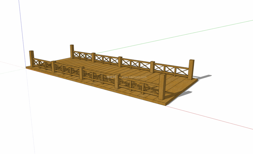 中式景观木桥_栈道桥_拱桥_景观桥SU模型下载-1
