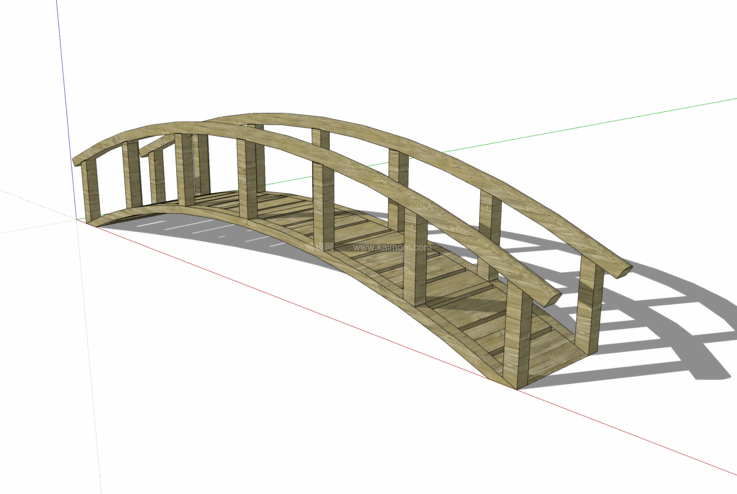 中式景观木桥_栈道桥_拱桥_景观桥SU模型下载-1