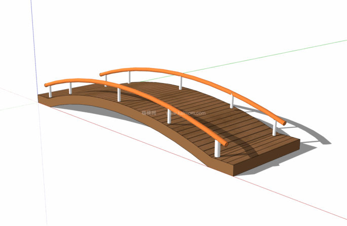 中式景观木桥_栈道桥_拱桥_景观桥SU模型下载-1