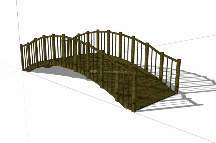 中式景观木桥_栈道桥_拱桥_景观桥SU模型下载-1