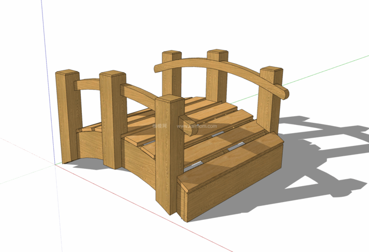中式景观木桥_栈道桥_拱桥_景观桥SU模型下载-1