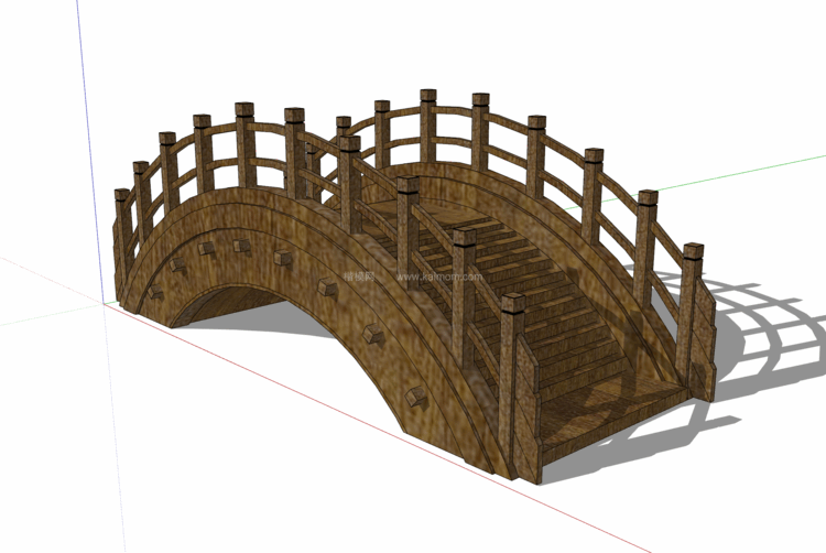 中式景观木桥_栈道桥_拱桥_景观桥SU模型下载-1