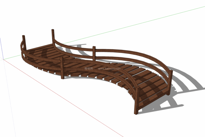 中式景观木桥_栈道桥_拱桥_景观桥SU模型下载-1