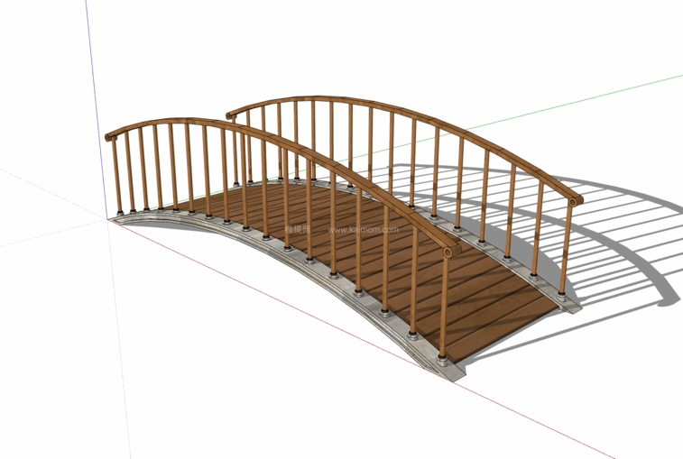 中式景观木桥_栈道桥_拱桥_景观桥SU模型下载-1