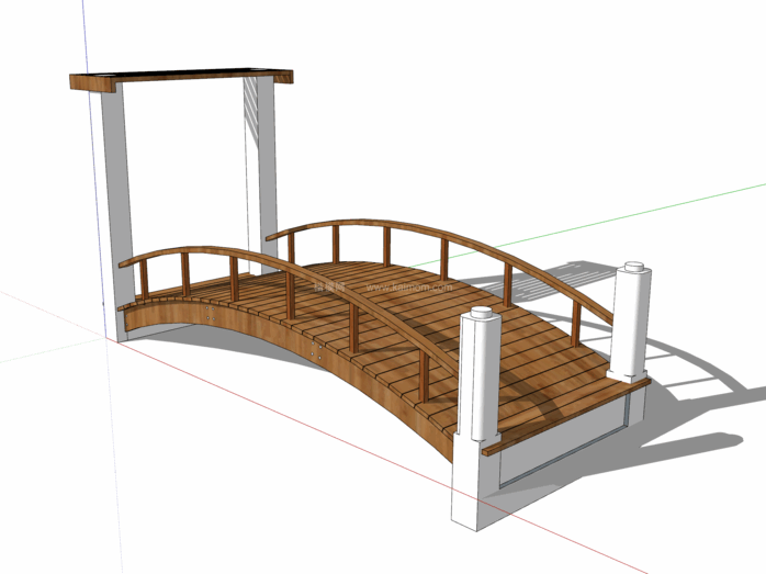 中式景观木桥_栈道桥_拱桥_景观桥SU模型下载-1