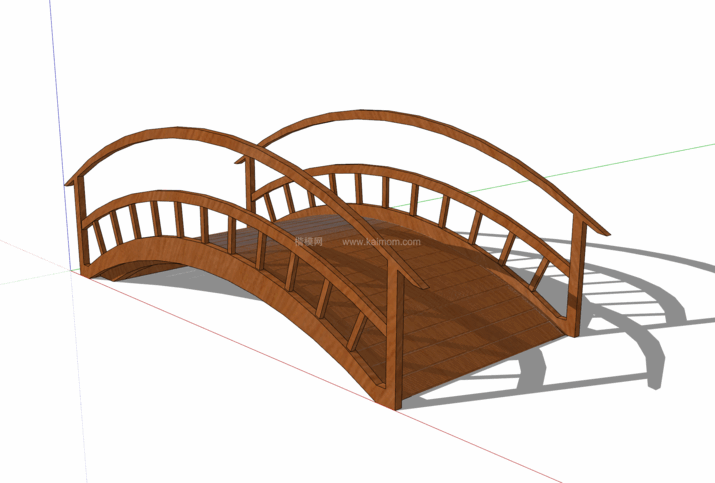 中式景观木桥_栈道桥_拱桥_景观桥SU模型下载-1