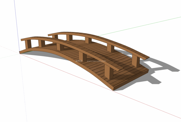 中式景观木桥_栈道桥_拱桥_景观桥SU模型下载-1