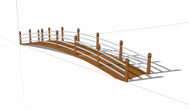 中式景观木桥_栈道桥_拱桥_景观桥SU模型下载-1