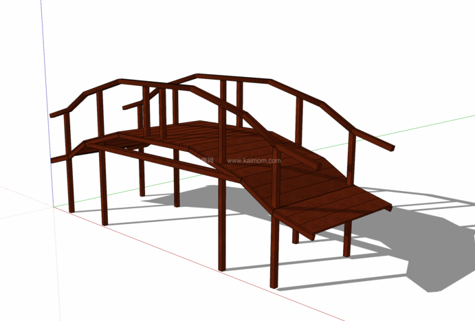 中式景观木桥_栈道桥_拱桥_景观桥SU模型下载-1
