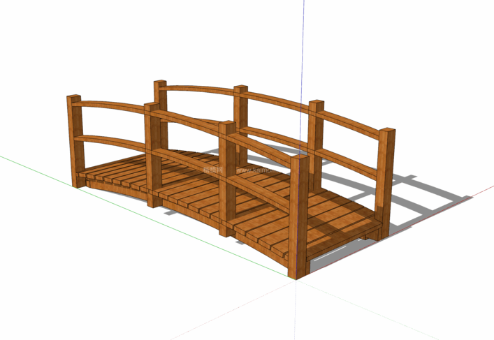 中式景观木桥_栈道桥_拱桥_景观桥SU模型下载-1