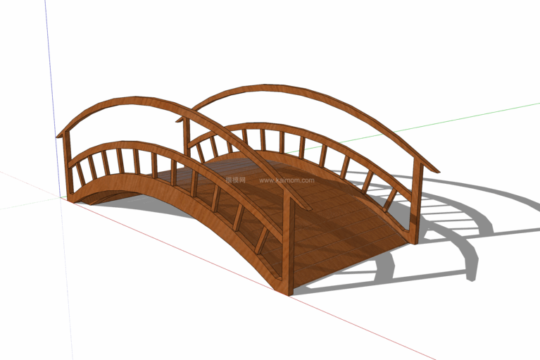 中式景观木桥_栈道桥_拱桥_景观桥SU模型下载-1