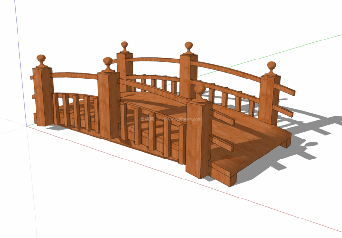 中式景观木桥_栈道桥_拱桥_景观桥SU模型下载-1