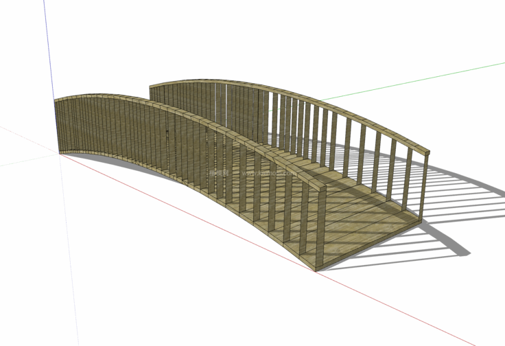 中式景观木桥_栈道桥_拱桥_景观桥SU模型下载-1