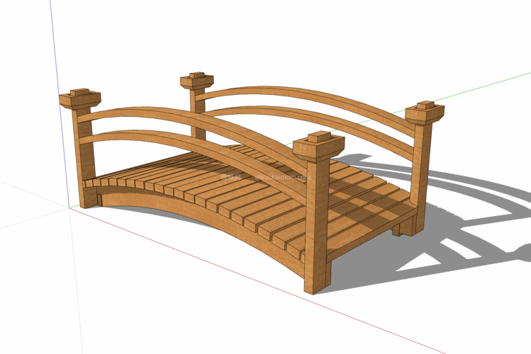 中式景观木桥_栈道桥_拱桥_景观桥SU模型下载-1