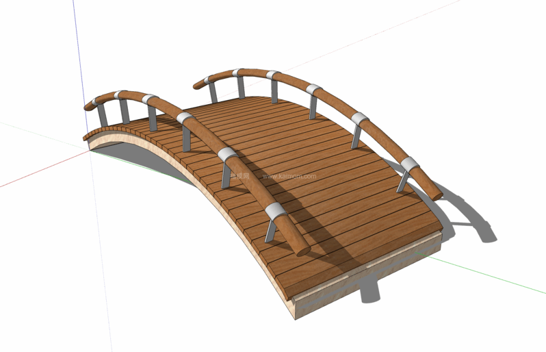 中式景观木桥_栈道桥_拱桥_景观桥SU模型下载-1