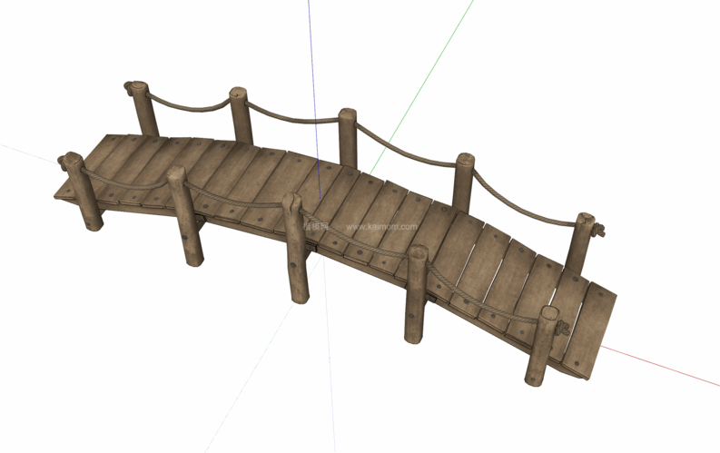 中式景观木桥_栈道桥_拱桥_景观桥SU模型下载-1