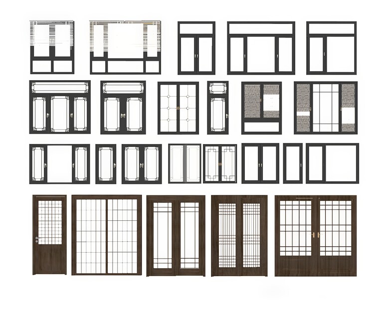 中式门窗_古典门窗SU模型下载-1