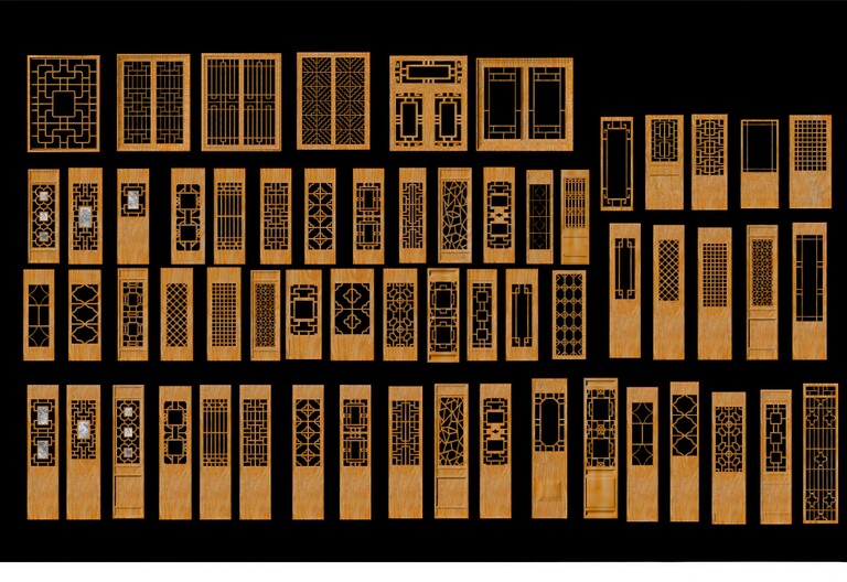 中式门窗_古典门窗SU模型下载-1