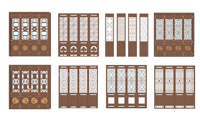 中式门窗_古典门窗SU模型下载-1