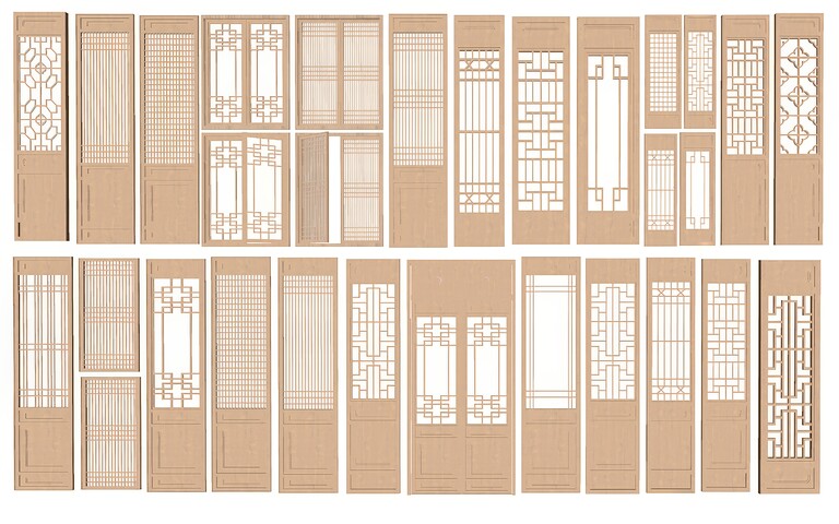 中式门窗_古典门窗SU模型下载-1