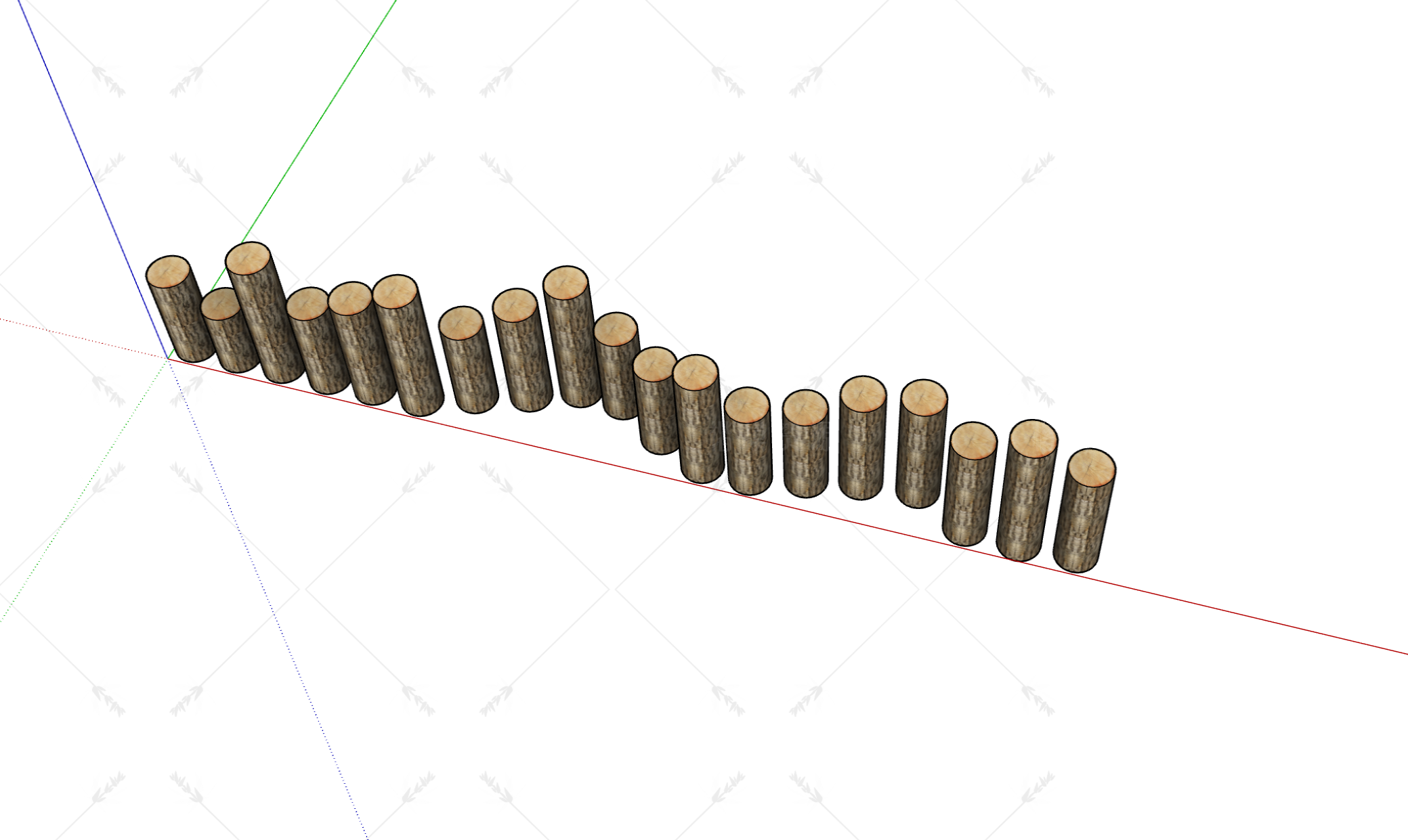 杉木桩_木方_SU模型-1