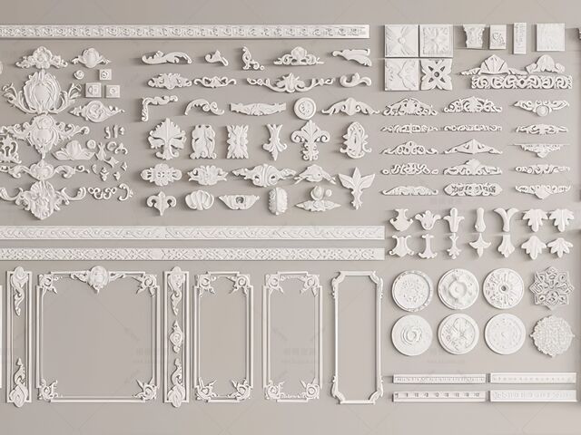 雕花线_石膏线_罗马柱SU模型-1