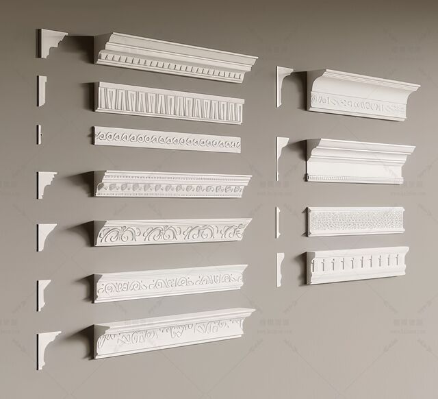 雕花线_石膏线_罗马柱SU模型-1